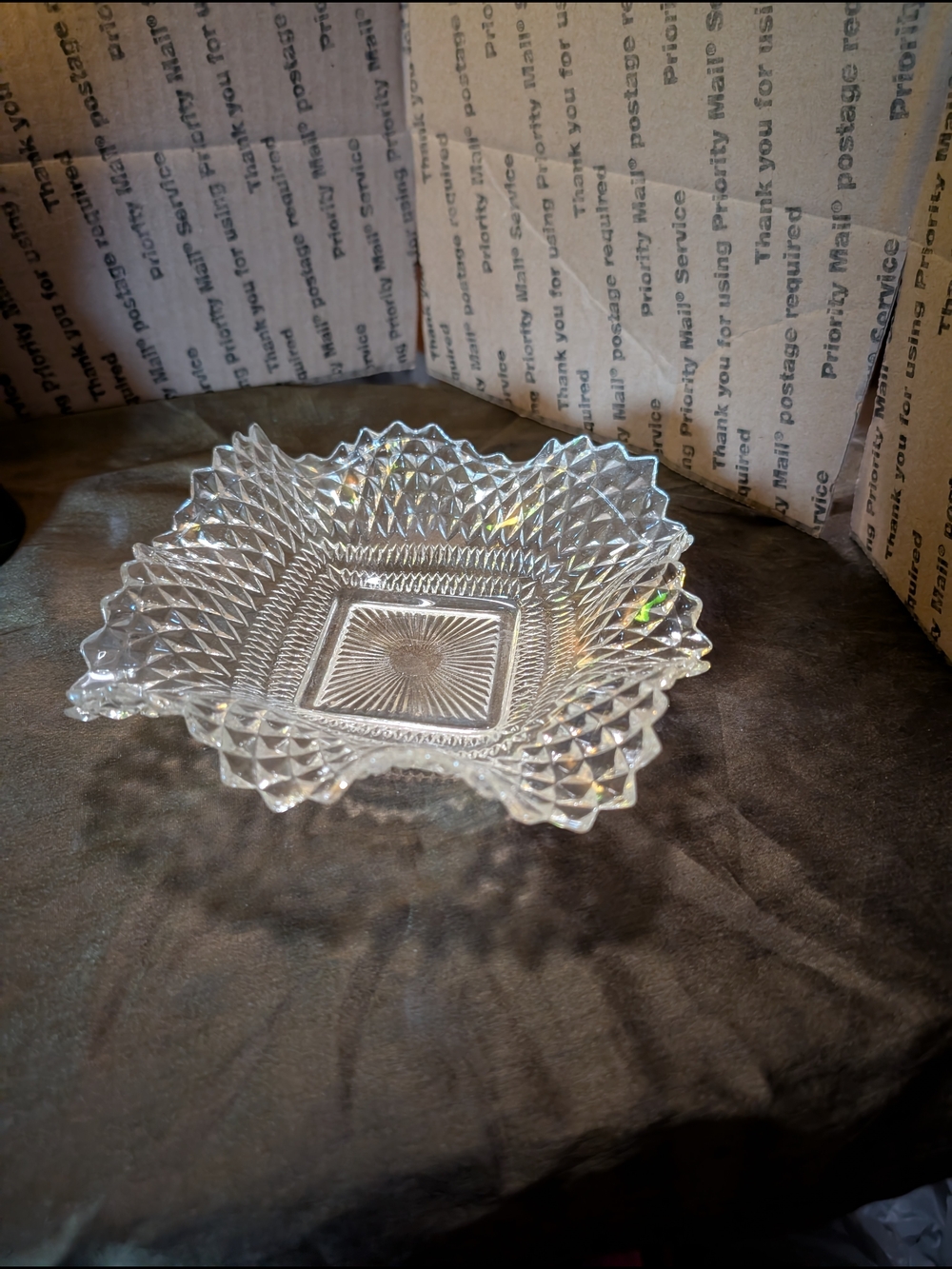Clear Glass Decorative Dish- Clear Glass Accent - Picture 2 of 3